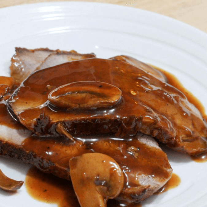 Roast Top Sirloin of Beef, Mushroom & Onion Gravy for 4
