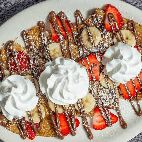 Nutella, Strawberry, and Banana Crepes