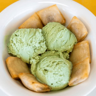 Fried Banana with Green Tea Ice Cream