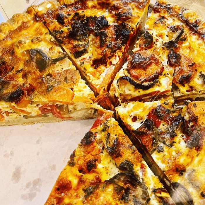 Roasted Veggies quiche.