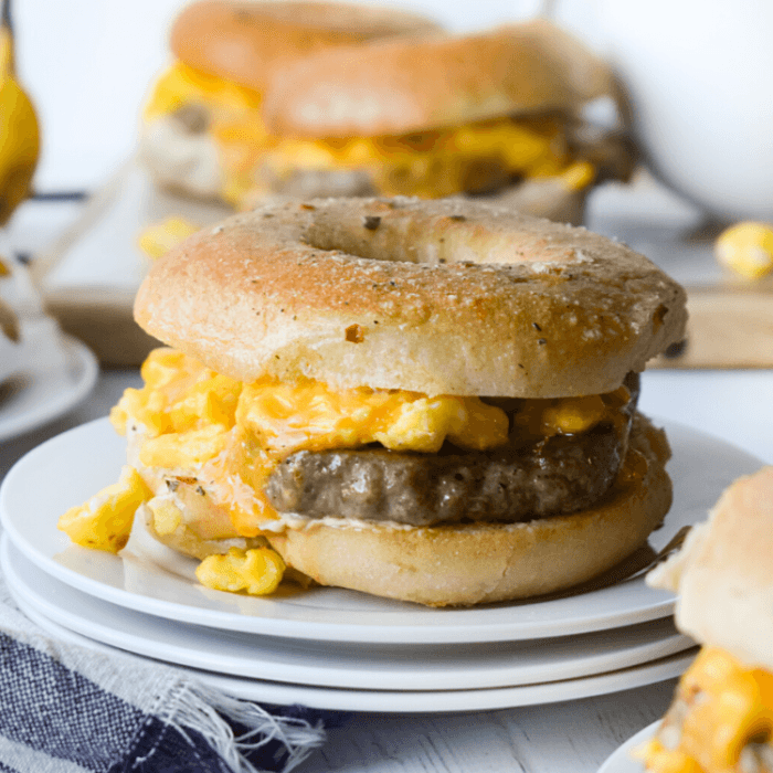 Bagel with Egg, Sausage, and Cheese