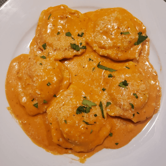 Lobster Ravioli in Vodka Sauce