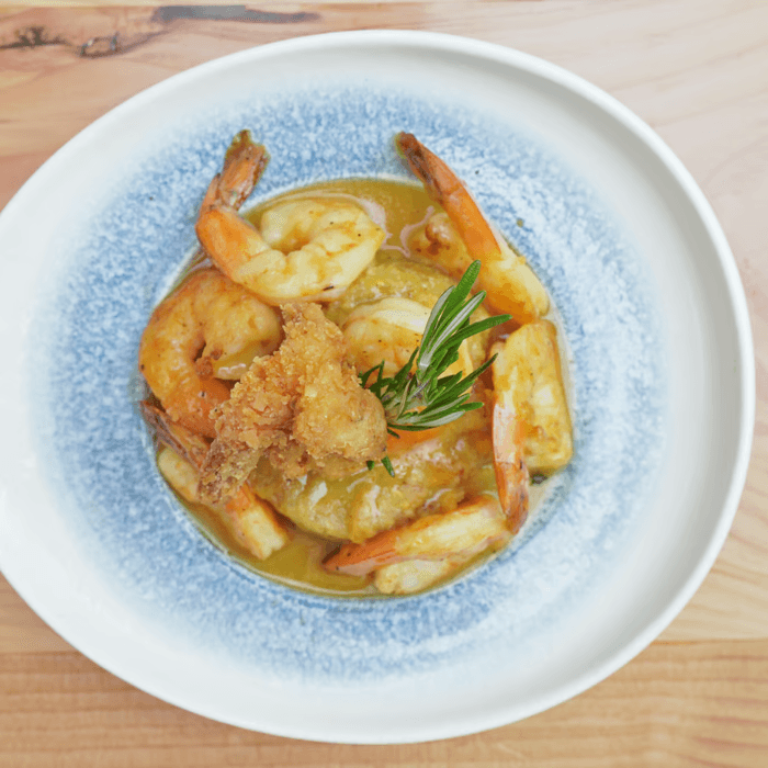 Camarones / Ball Plantain with Shrimp.