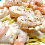 Spaghetti Garlic Shrimp Alfredo 
