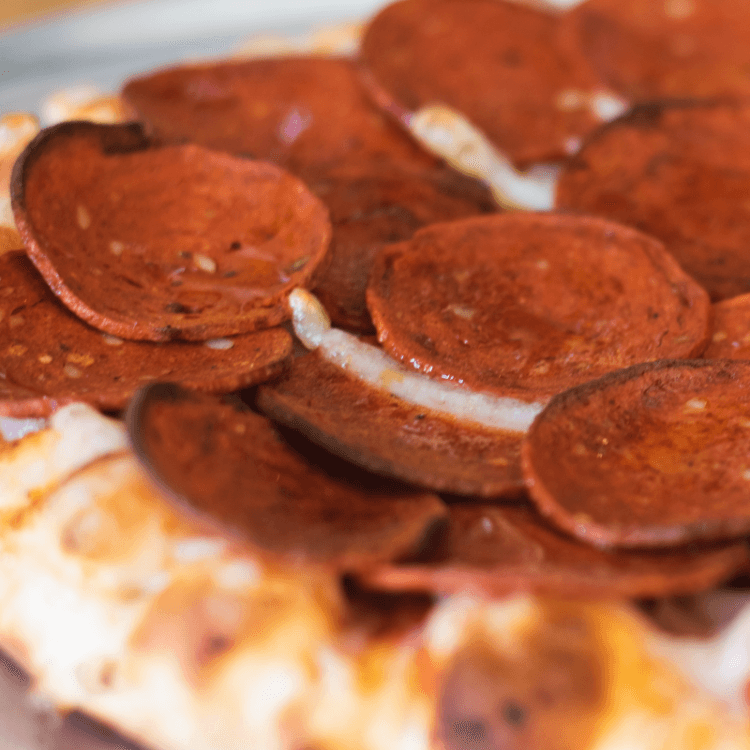 Vegan Pepperoni Pizza.