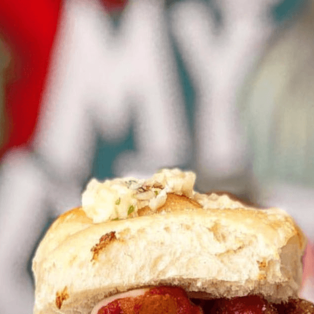 Shrimp Parm Garlic Knot Slider.