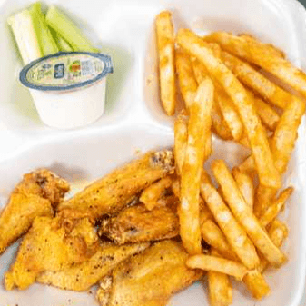 6 Wings with Fries & Drink.