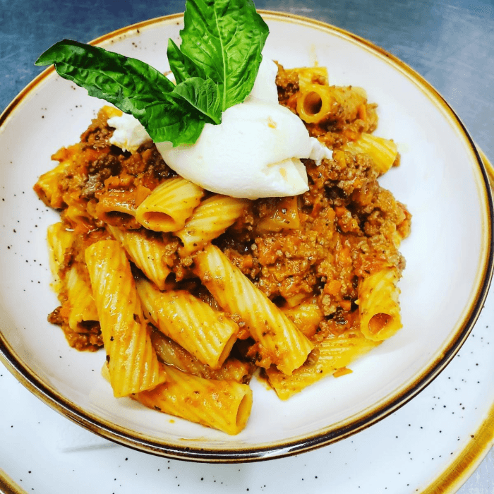 Rigatoni Bolognese.