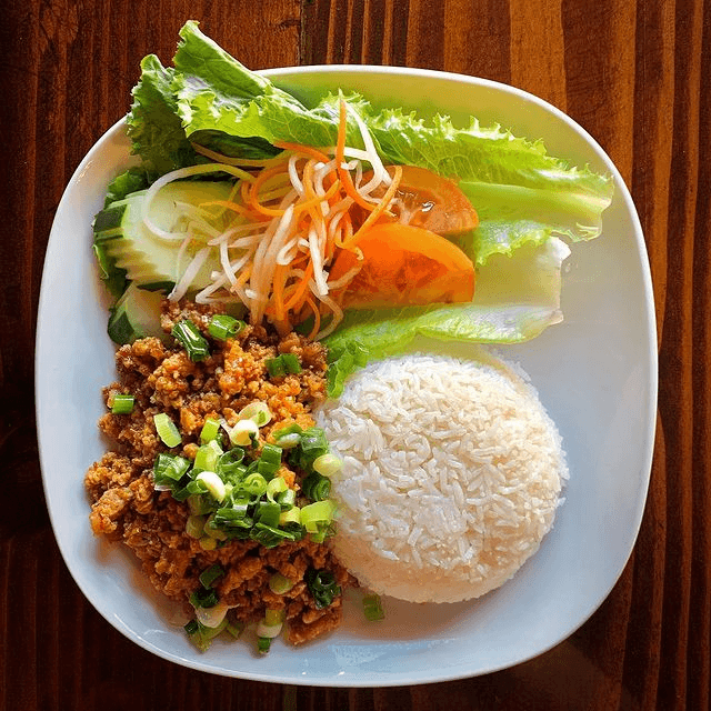 Ground Tork Rice Plate / Cơm Đĩa Thịt Bam Chay