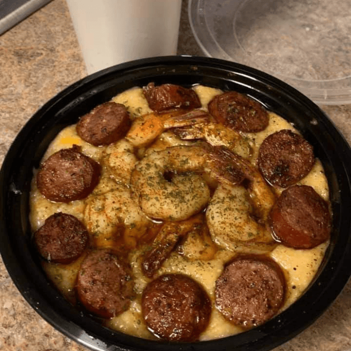 Shrimp and Cheese Grits with Sausage